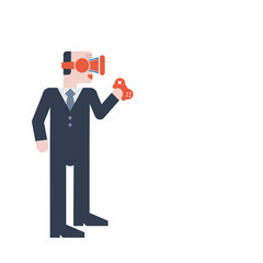 Virtual reality glasses , Businessman  when wearing virtual real 
