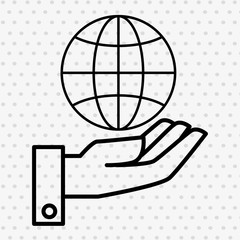 hand and world connection isolated icon design, vector illustration  graphic 