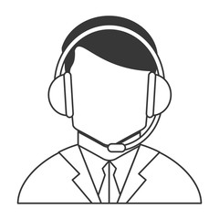 flat design male person with headset icon vector illustration