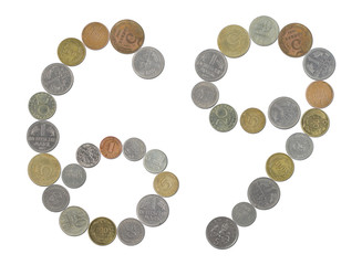 Number 69 with Old Coins