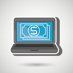 laptop with bill dollar isolated icon design, vector illustration  graphic 