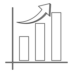 flat design bar graph with arrow icon vector illustration