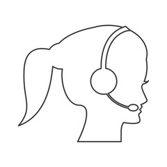 flat design female person with headset icon vector illustration