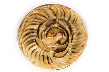 Obraz premium Apple tart. Traditional french sweet dessert isolated on white b