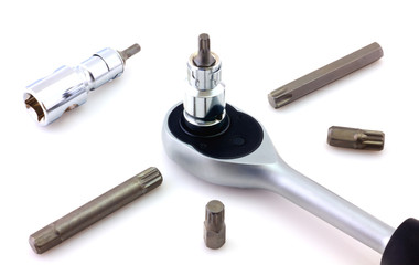 Mechanical bit tool set isolated on white background