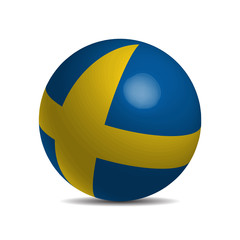 Sweden flag on a 3d ball with shadow