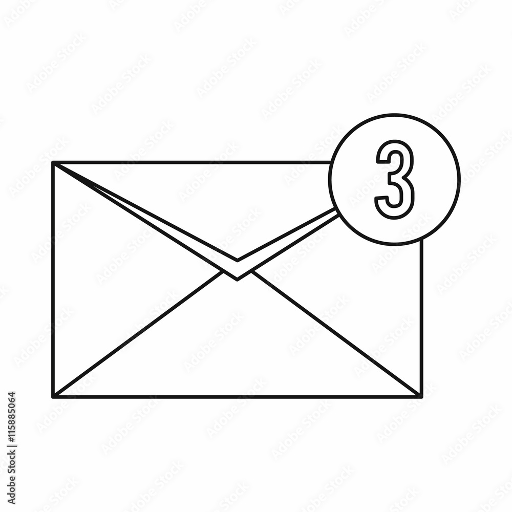 Poster envelope with three messages icon in outline style isolated vector illustration