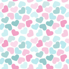 Seamless geometric pattern with hearts. Vector repeating texture. Stylish valentines background.