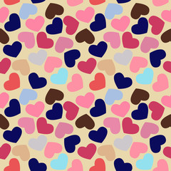Fototapeta na wymiar Seamless geometric pattern with hearts. Vector repeating texture. Stylish valentines background.
