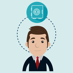 man and safe box isolated icon design, vector illustration  graphic 
