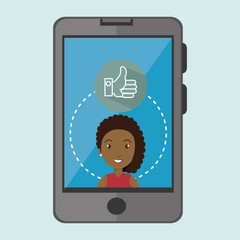 girl and smartphone  isolated icon design, vector illustration  graphic 