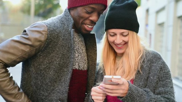 Couple with smart phones
