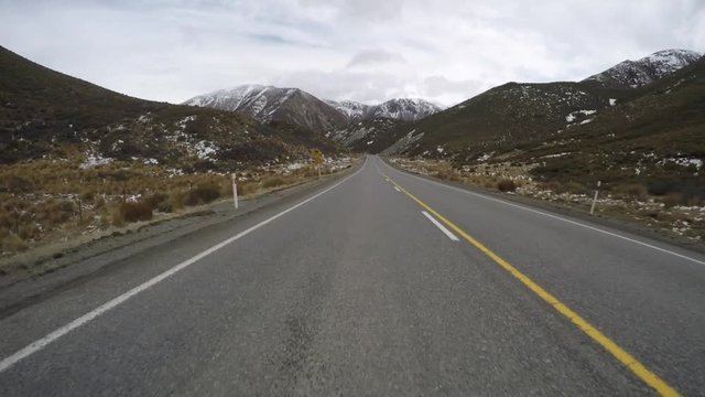 on board highway in arthur's pass national park south island new zealand