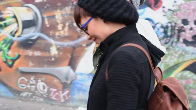 Sisters walking on street