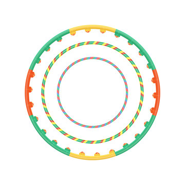 Multicolor Plastic Hula Hoop Set Vector Illustration