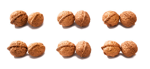 dry walnuts on white