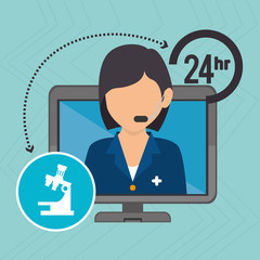 nurse 24-hour health isolated icon design, vector illustration graphic