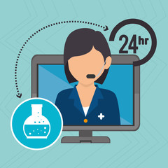 nurse 24-hour health isolated icon design, vector illustration graphic