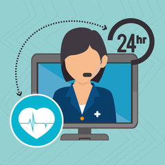 Fototapeta na wymiar nurse 24-hour health isolated icon design, vector illustration graphic