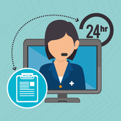 nurse 24-hour health isolated icon design, vector illustration graphic