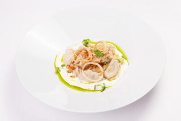 Meat dish on white background