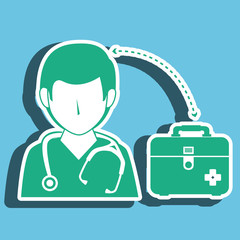 nurse man and first aid kit isolated icon design, vector illustration  graphic 