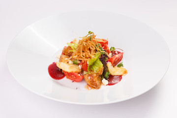 Meat dish on white background