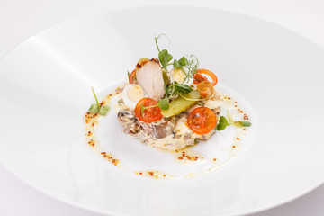 Meat dish on white background