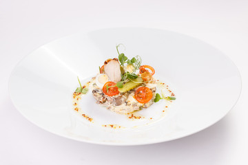 Meat dish on white background