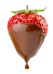strawberry in chocolate isolated on the white background © Iurii Kachkovskyi