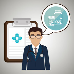 doctor stethoscope specialist history clinic vector illustration icon