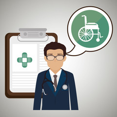 doctor stethoscope specialist history clinic vector illustration icon