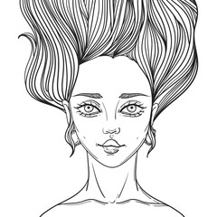 young beautiful woman. tattoo poster