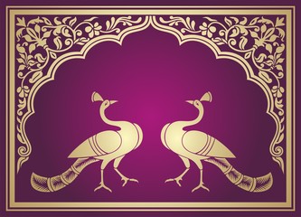 peacock, feathers ,wedding card design, royal India