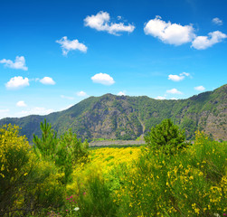 Mount Somma is the remnant of a large volcano, out of which the peak cone of Mount Vesuvius has grown. Province of Naples, in the Campania region, Italy.