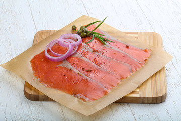 Sliced salmon