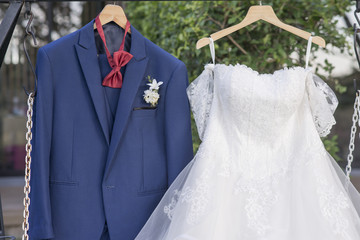 wedding dress and suit
