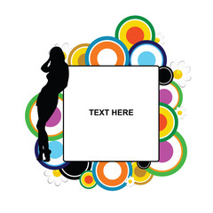 girl silhouette with banner and circle illustration