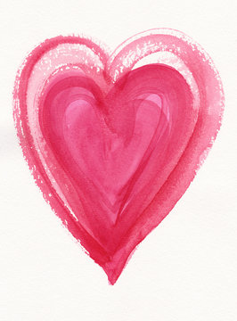 Pink watercolor heart painting
