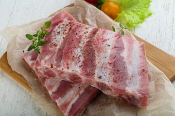 Raw pork ribs