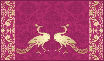peacock, feathers ,wedding card design, royal India