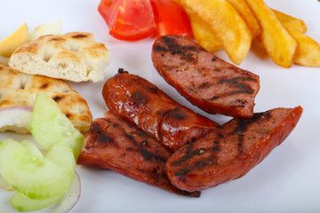 Grilled sausages