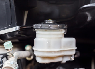 Fototapeta na wymiar Transmission oil pot level in a engine car