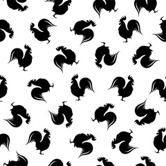 Seamless  black on white pattern - cock