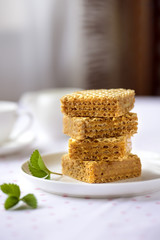 Cakes for breakfast - wafers with caramel