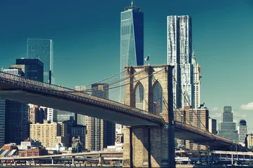 Rolgordijnen zonder boren Foto van de dag Uitzicht op de skyline van Lower Manhattan vanuit Brooklyn
