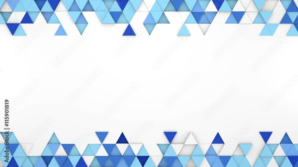 Poster blue extruded triangles. 3d render seamless loop abstract geometric background. 4k uhd (3840x2160)