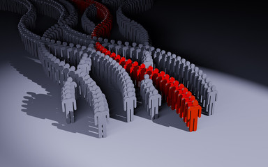 Fototapeta premium Different people. Red crowd. 3d illustration
