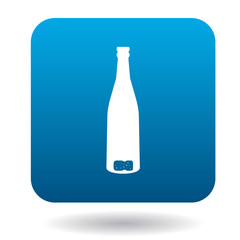 An empty wine bottle icon in simple style on a white background