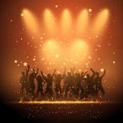Fototapeta na wymiar People dancing on spotlight background